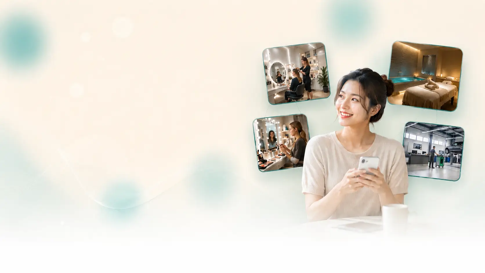 Không gian spa thư giãn với ánh sáng ấm, chất liệu gỗ tự nhiên và thiết kế tối giản hiện đại